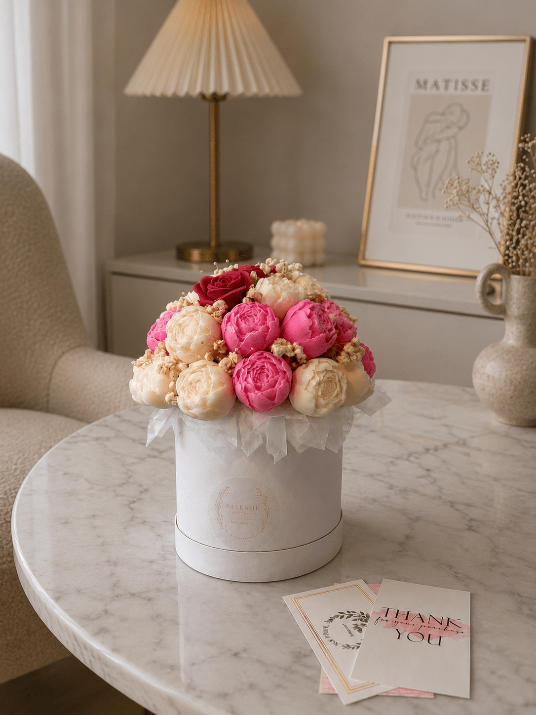 Peony Rose Symphony – Deluxe Kerzen-Bouquet von SAVENOK Candle Art - SAVENOK candle art
