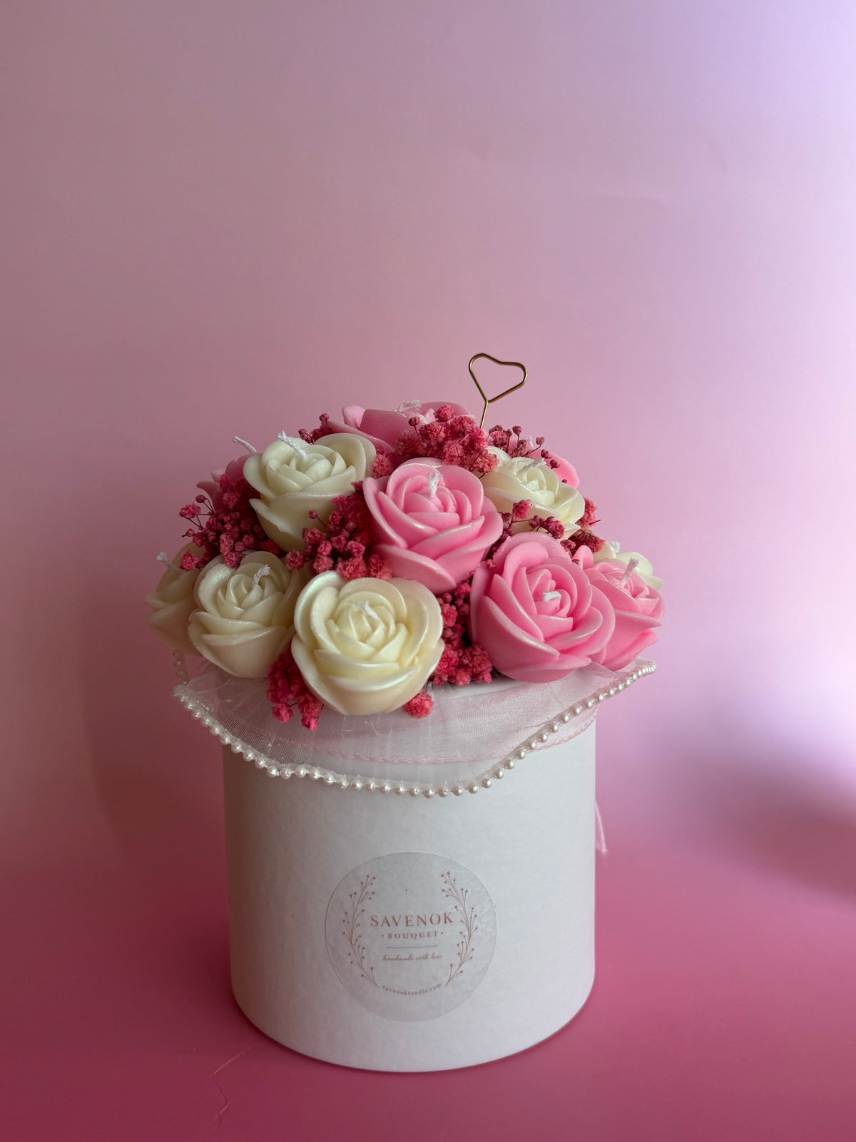 Kerzenstrauß „Blush Rose Elegance“ – von SAVENOK Candle Art