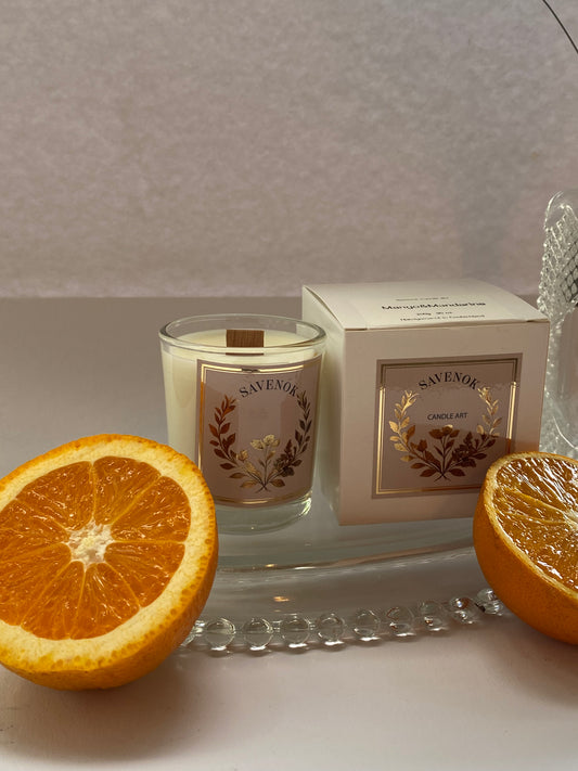 Duftkerze “Orangeglanz” – Handgemachte Kerze mit frischem, fruchtigem Zitrusduft | SAVENOK