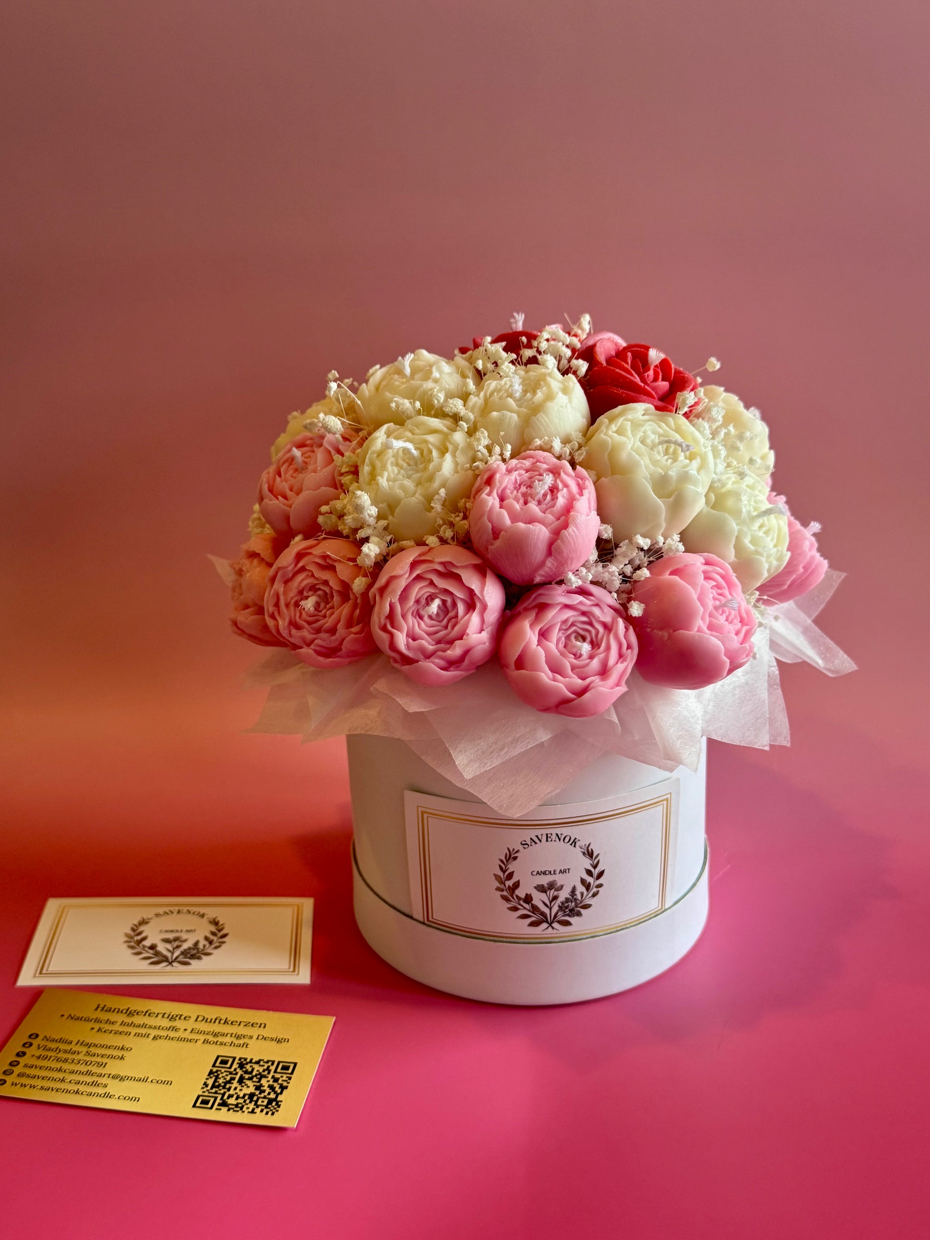 Peony Rose Symphony – Deluxe-Kerzenbouquet