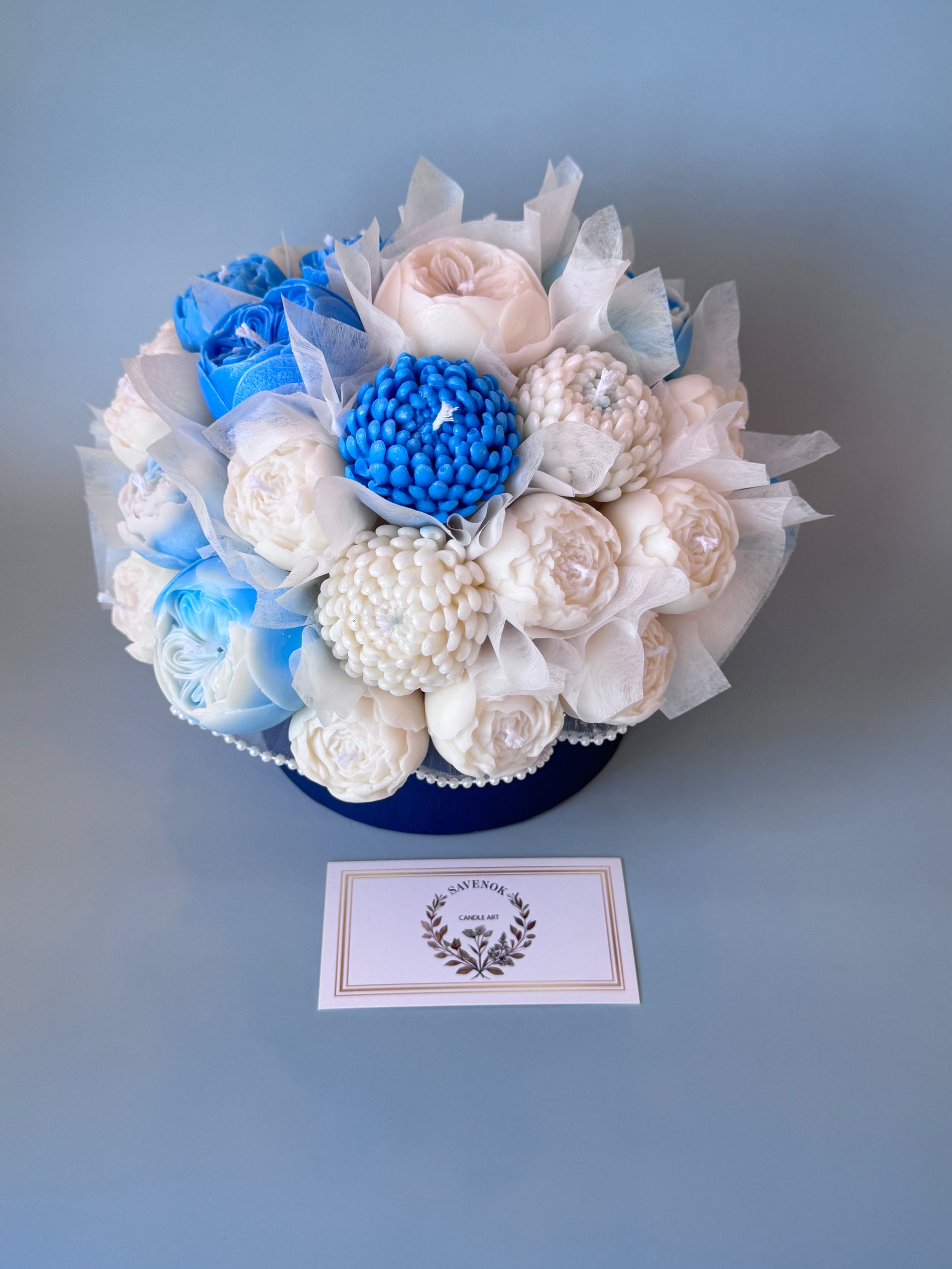 Kerzenstrauß „Azure Peony Harmony“