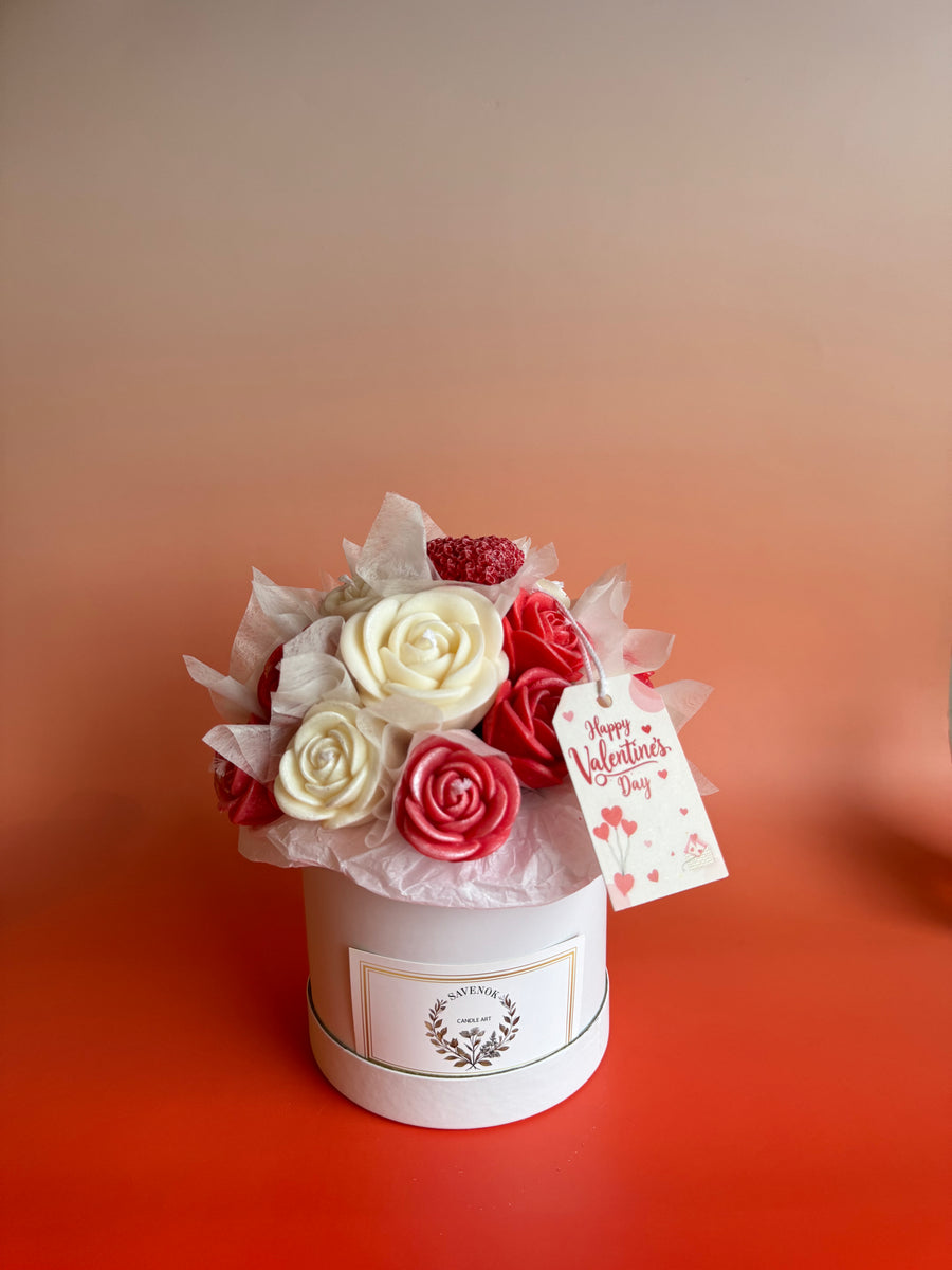 Valentinstags-Kerzenbouquet „Rosen der Liebe“