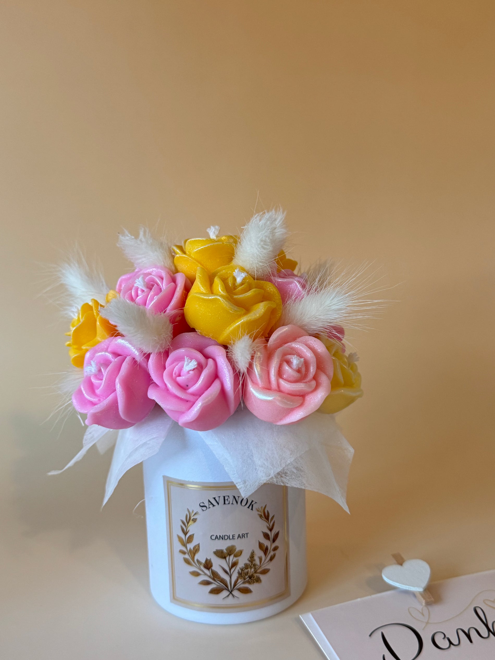Mini-Kerzenbouquet „Golden Rose Delight“