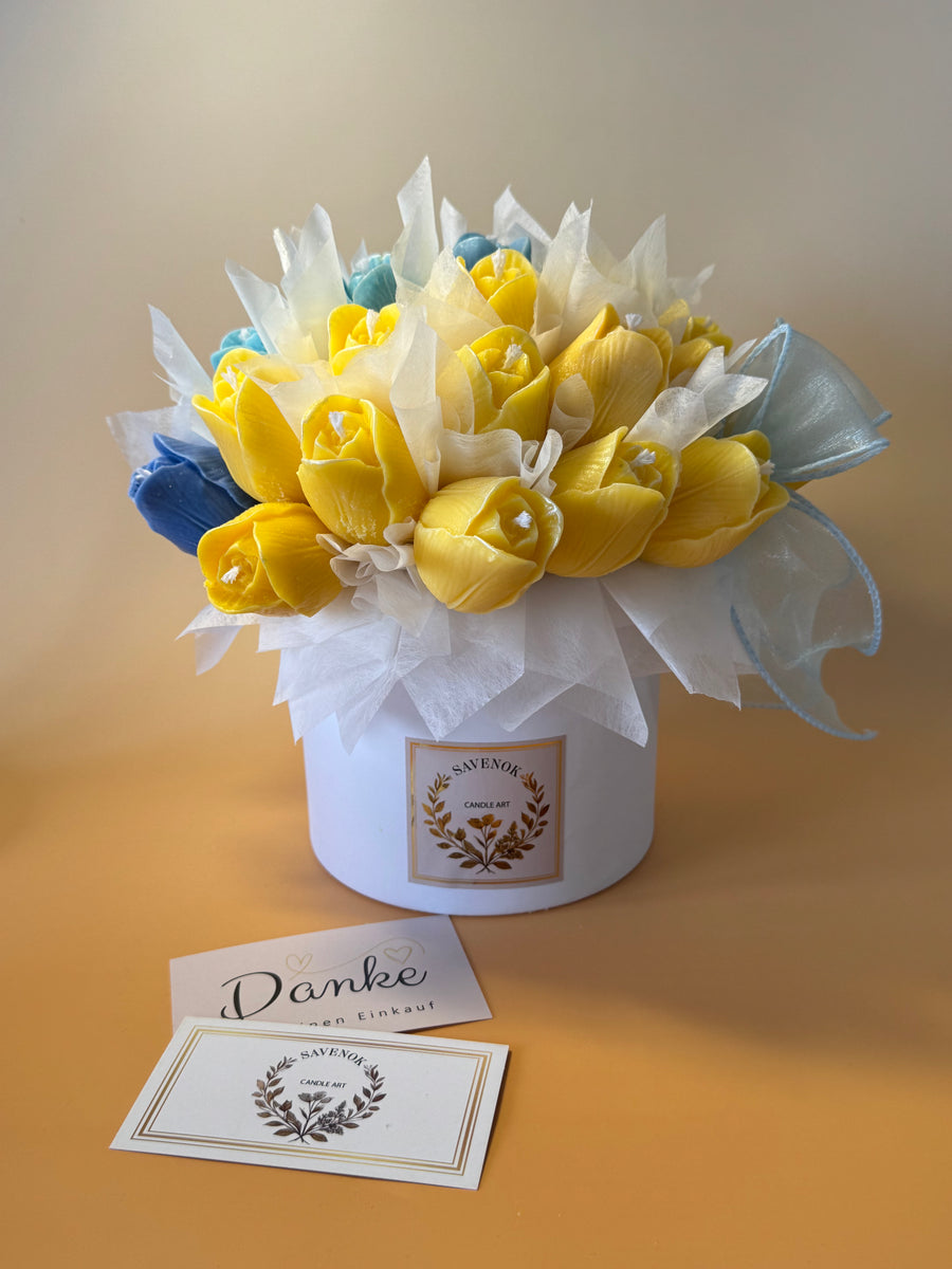 Tulpenstrauß „Golden Sky of Ukraine“ – 29 Kerzentulpen