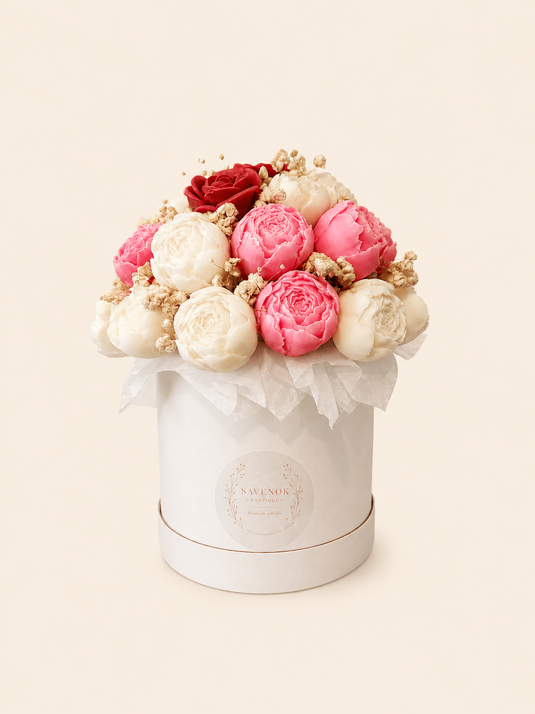 Peony Rose Symphony – Deluxe Kerzen-Bouquet von SAVENOK Candle Art - SAVENOK candle art